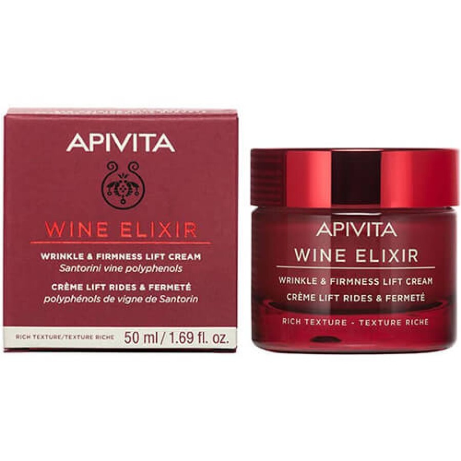 Крем-лифтинг Apivita Wine Elixir насыщенной текстуры для борьбы с морщинами и повышения упругости, 50 мл: цены и характеристики