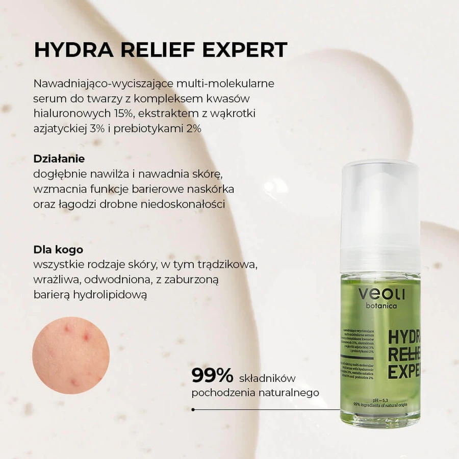 Veoli Botanica Hydra Relief Expert, ser facial multi-molecular hidratant și calmant, 30 мл: цены и характеристики