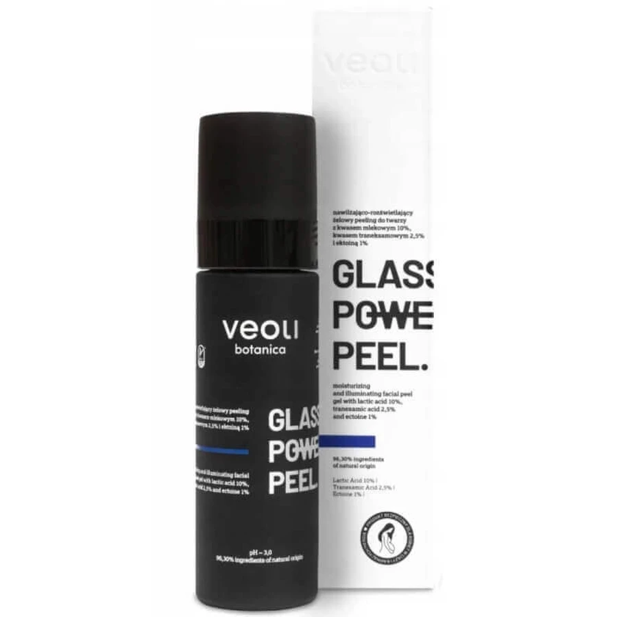 Veoli Botanica Glass Skin Power Peel Увлажняющий и осветляющий гелевый пилинг для лица с 10% молочной кислоты, 2,5% транексамовой кислоты и 1% эктоина, 30 мл: цены и характеристики