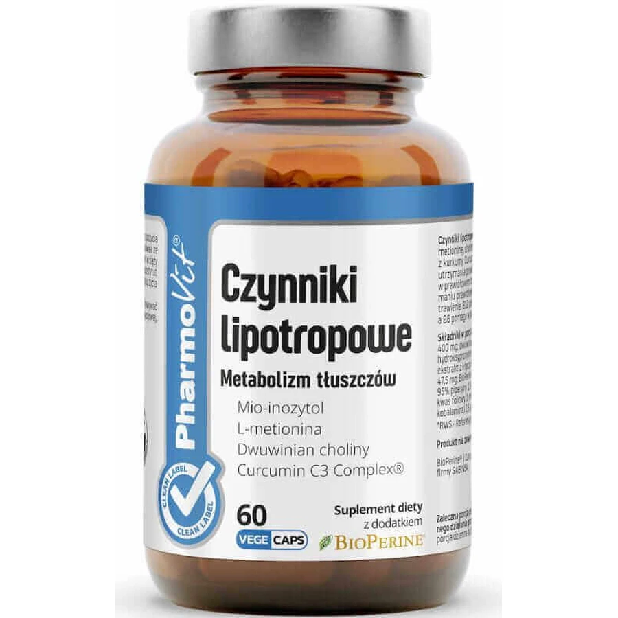 Factori lipotropici - metabolismul grăsimilor 60 капсул Pharmovit Clean Label: цены и характеристики