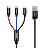 Baseus Three Primary Colors 3in1 USB-A - micro USB / Lightning / USB-C 3.5A cablu 0.3 m - negru
