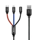 Baseus Three Primary Colors 3in1 USB-A - micro USB / Lightning / USB-C 3.5A cablu 0.3 m - negru