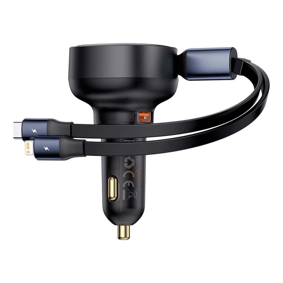 Автомобільний зарядний пристрій Baseus Enjoyment USB-A з кабелем USB-C / Lightning 60 Вт - чорний: ціни та характеристики