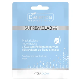 Bielenda Professional SupremeLAB Hydra Glow, успокаивающая и увлажняющая маска с полиглутаминовой кислотой и экстрактом слизи улитки, 1 шт.