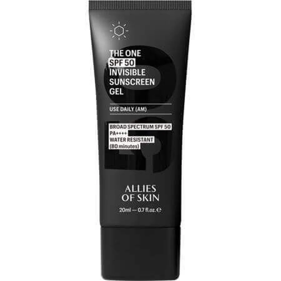 Гель для обличчя із захистом від сонця SPF 50 PA++++ The One Invisible Sunscreen, 20 мл, Allies of Skin: ціни та характеристики
