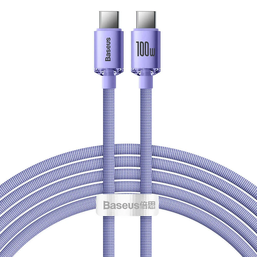 Кабель Baseus CAJY000705 USB-C - USB-C PD QC 100W 5A 480Mb/s 2 м - фіолетовий: ціни та характеристики