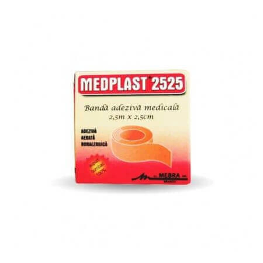 Клейкая лента Medplast 2525 для фиксации повязок, 2,5 см x 2,5 м, Mebra: цены и характеристики