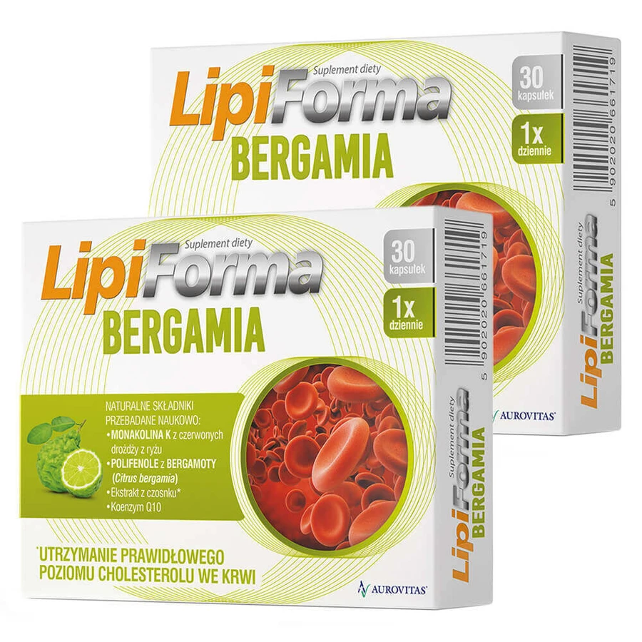 Набор для нормального уровня холестерина, LipiForma Bergamia, 2 x 30 капсул: цены и характеристики