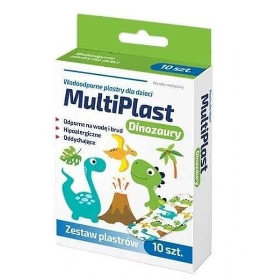 Водостійкі дитячі пластирі MultiPlast Динозаври 10 шт: ціни та характеристики