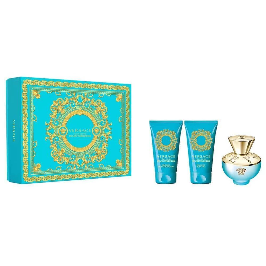 Туалетна вода Versace Dylan Turquoise Pour Femme Set Eau de Toilette 50 мл + гель для душу 50 мл + гель для тіла 50 мл: ціни та характеристики