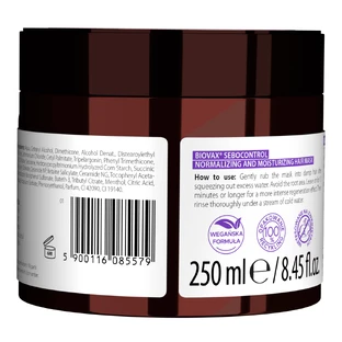 Biovax Sebocontrol, нормализующая увлажняющая маска, 250 мл