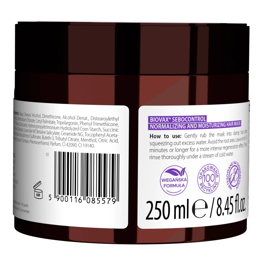 Biovax Sebocontrol, нормализующая увлажняющая маска, 250 мл: цены и характеристики
