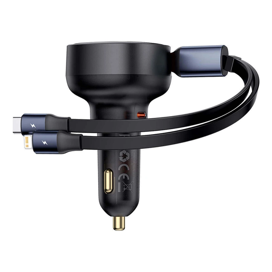 Автомобільний зарядний пристрій Baseus Enjoyment USB-C з кабелем USB-C / Lightning 60 Вт - чорний: ціни та характеристики