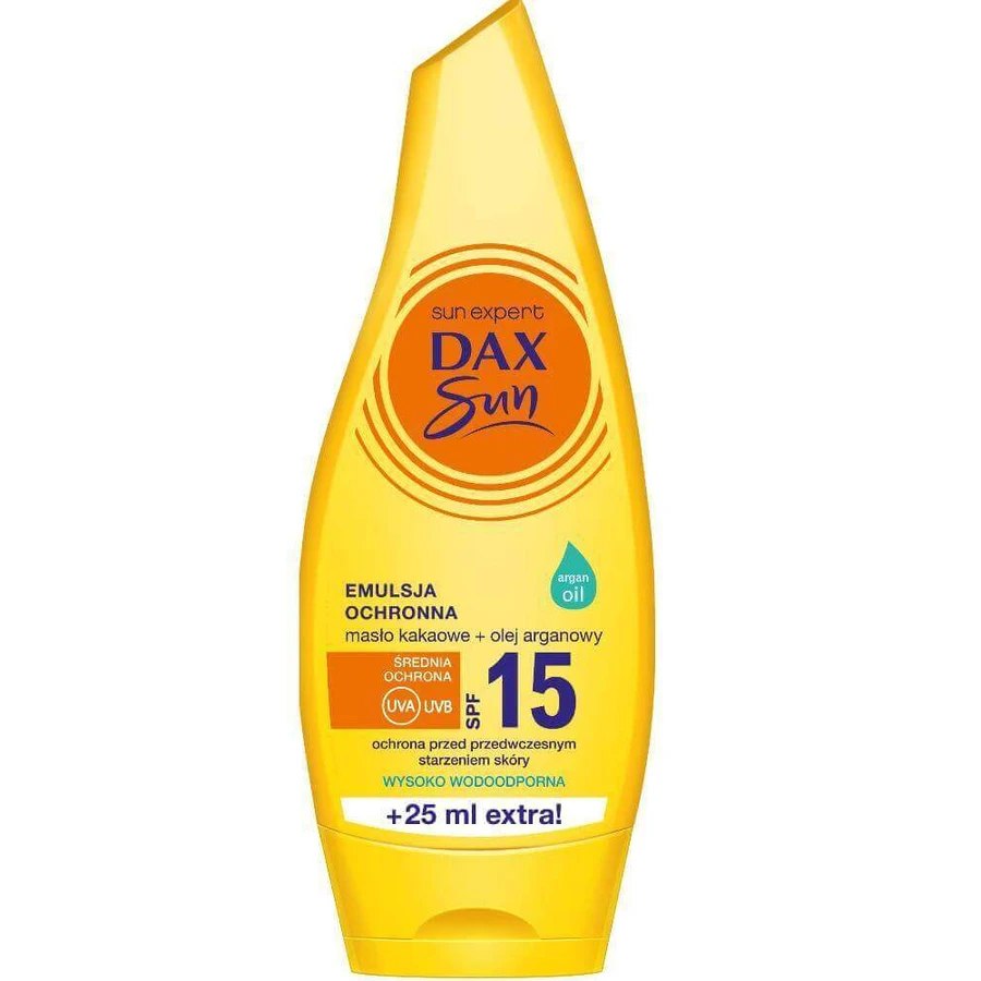 Сонцезахисна емульсія Dax з какао-маслом і аргановою олією SPF15, 175 мл: ціни та характеристики