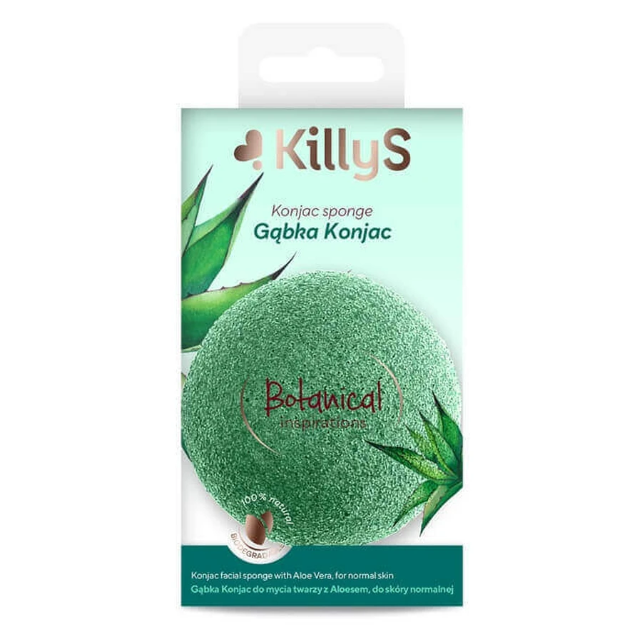 KillyS Botanical Inspirations губка для мытья лица из конжака с алоэ вера: цены и характеристики