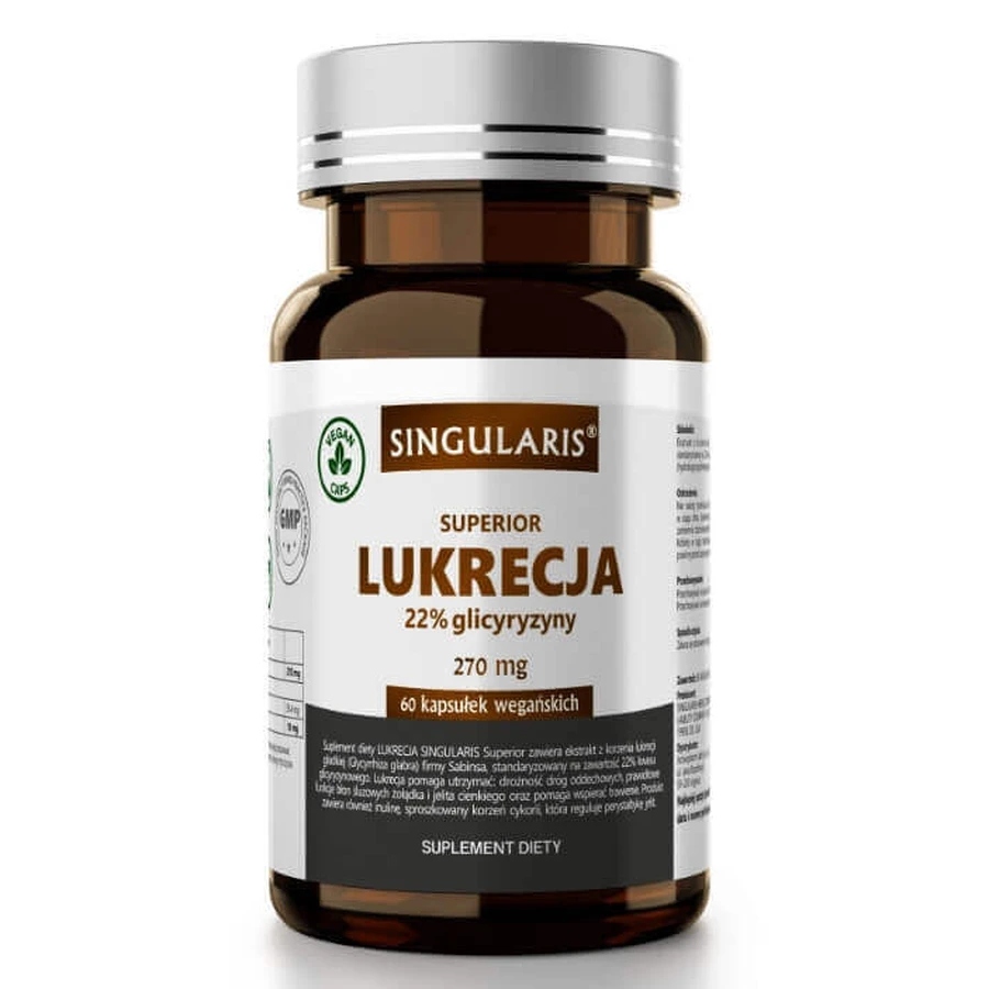 Singularis лакрица 22% гліциризин 270 мг, 60 капсул: ціни та характеристики