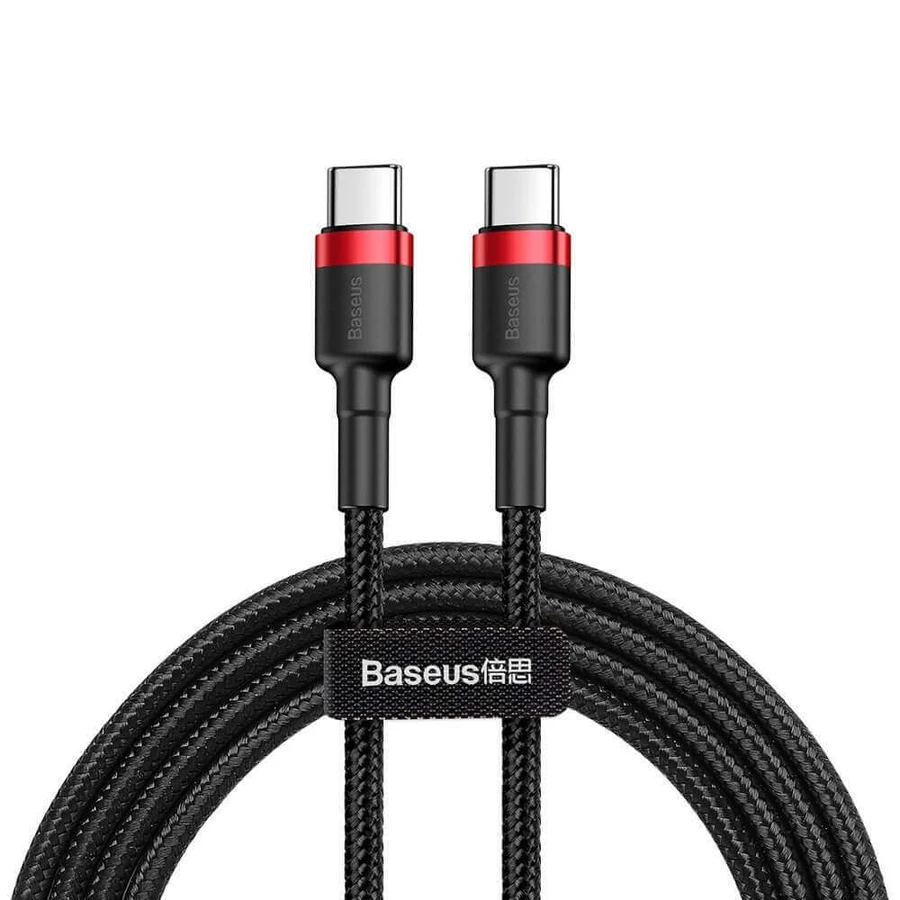 Кабель Baseus CATKLF-H91 USB-C - USB-C PD QC 60W 3A 480Mb/s 2 м - чорно-червоний: ціни та характеристики