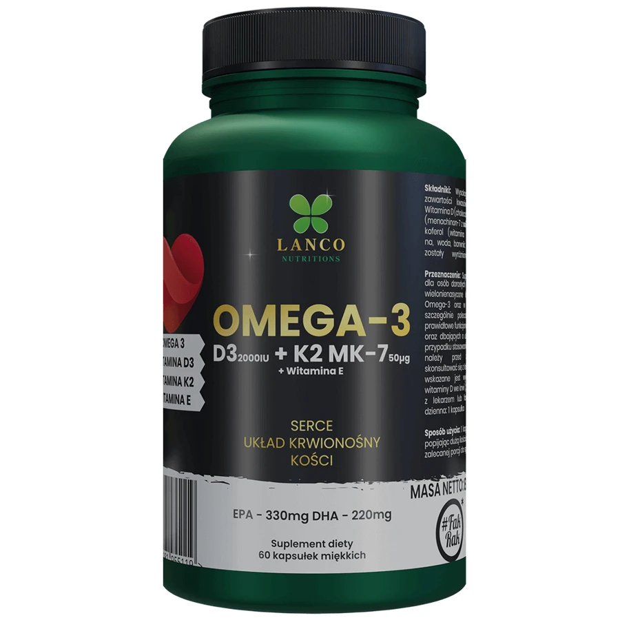 Lanco Nutritions Омега-3 + D3 + K2 MK-7, 60 капсул: цены и характеристики
