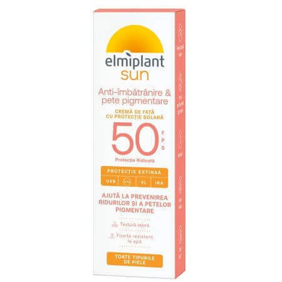 Крем проти старіння та пігментних плям з SPF 50, 50 мл, Elmiplant Sun: ціни та характеристики