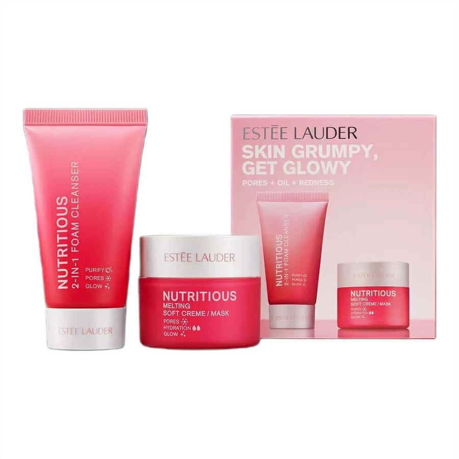 Estée Lauder Skin Grumpy Get Glowy Cleansing Foam Set 2-in-1 Cleansing Foam Set, 30 мл + зволожуючий крем для обличчя, 15 мл: ціни та характеристики