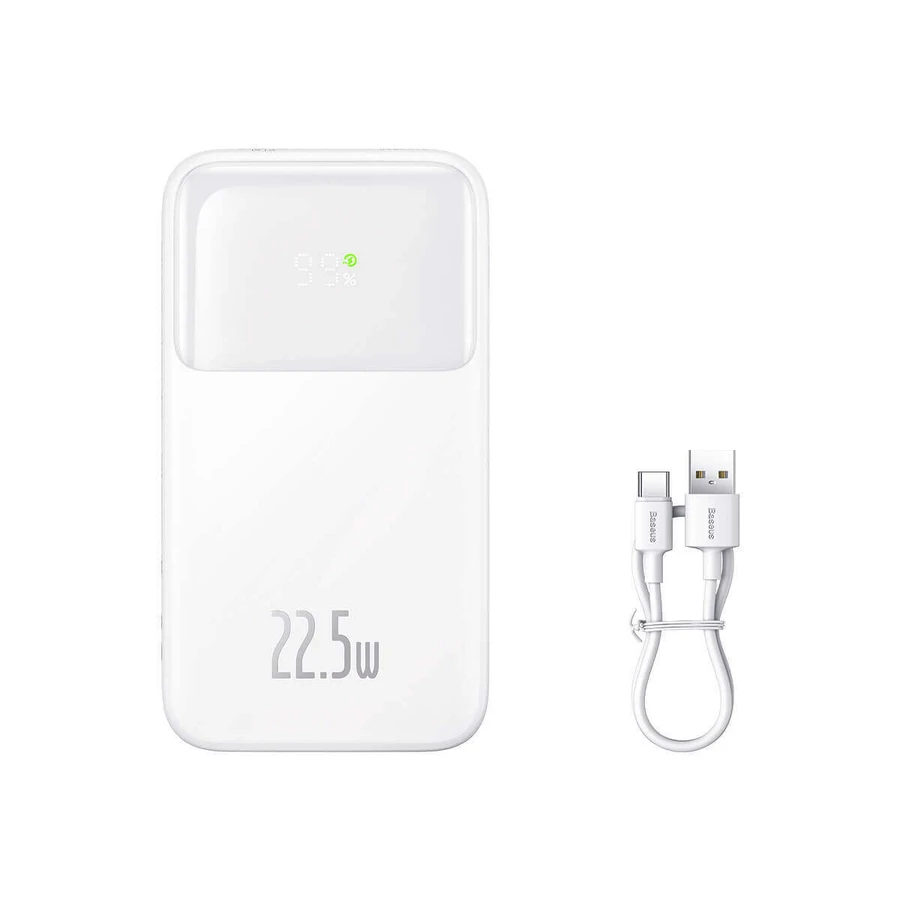 Baseus Comet Series Powerbank with Display 10000mAh 22.5W - White + USB-A - USB-C Cable: ціни та характеристики
