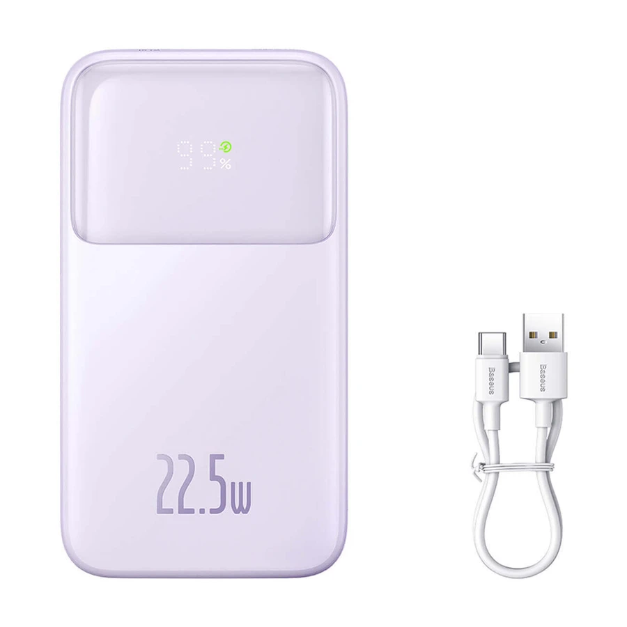 Baseus Comet Series Powerbank with Display 10000mAh 22.5W - Purple + USB-A / USB-C Cable: ціни та характеристики