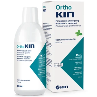 KIN Orthokin, apă de gură pentru persoanele cu aparat dentar, aromă de mentă, 500 ml