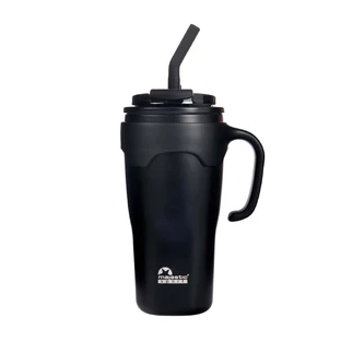 Термокружка Majestic Sport Jelly Black Thermo Mug with Straw с соломинкой, черная, 650 мл