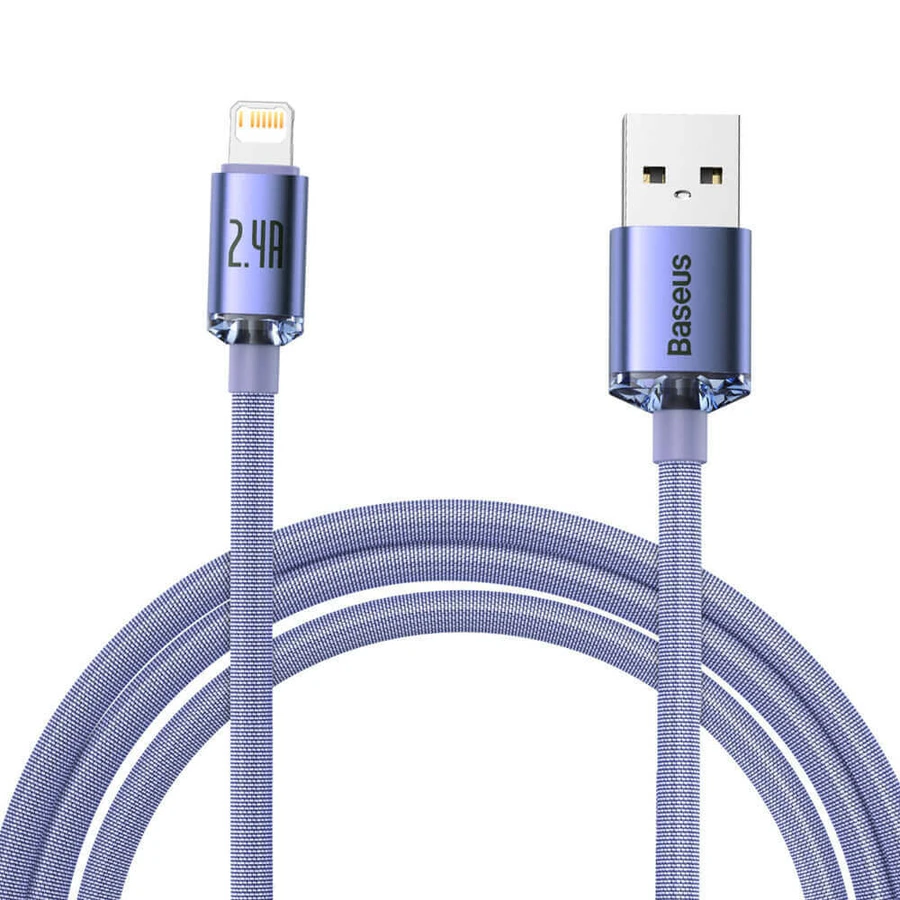 USB-кабель Baseus Crystal Shine Series для швидкого заряджання та передачі даних USB Type A - Lightning 2.4A 2m Purple (CAJY000105): ціни та характеристики