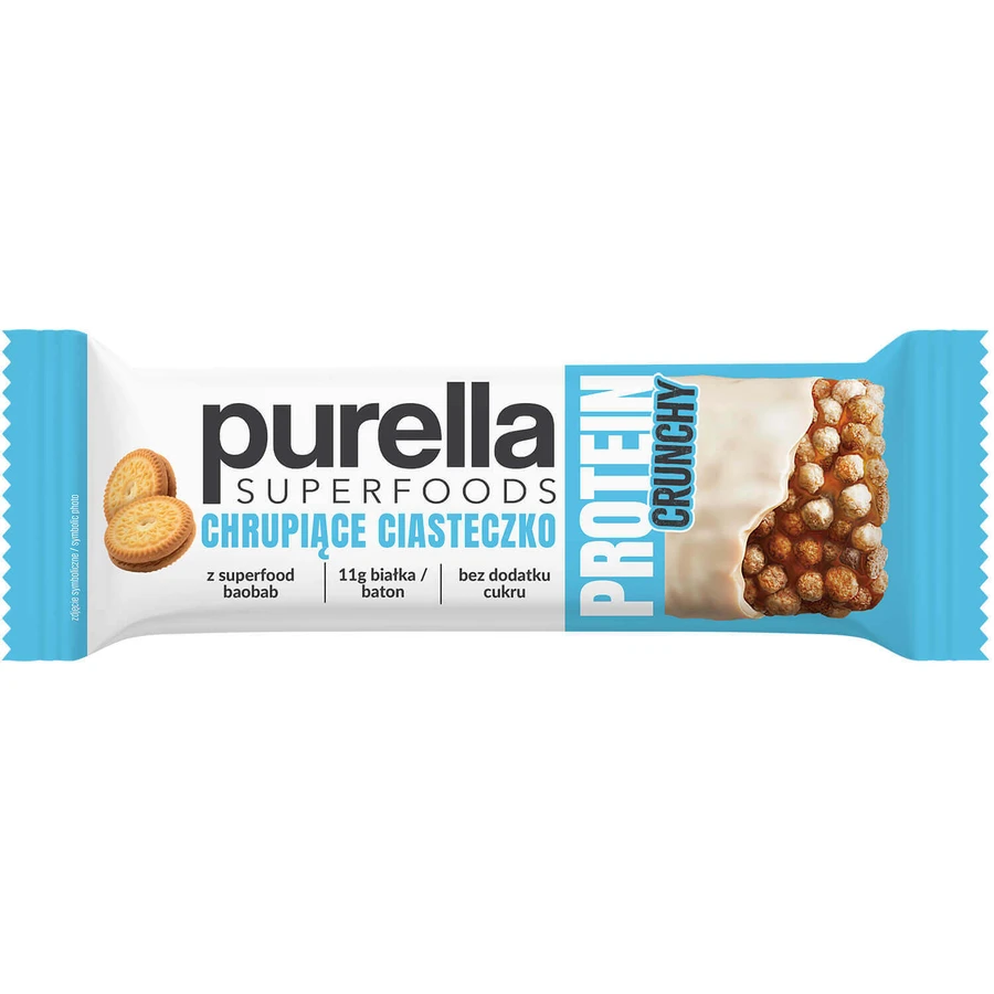 Purella Superfoods Protein, протеиновый батончик, хрустящее печенье, хрустящий, 45 г: цены и характеристики
