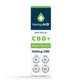 Конопляное масло с 500 мг CBD, 500 мг CBDA, 500 мг CBGA, 10 мл, HempAID