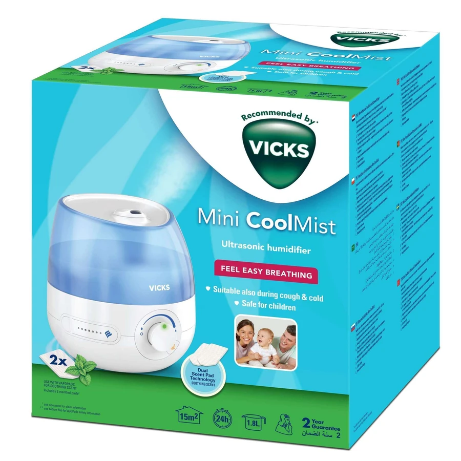 Ультразвуковой увлажнитель воздуха с 2 ментоловыми таблетками, Vicks: цены и характеристики