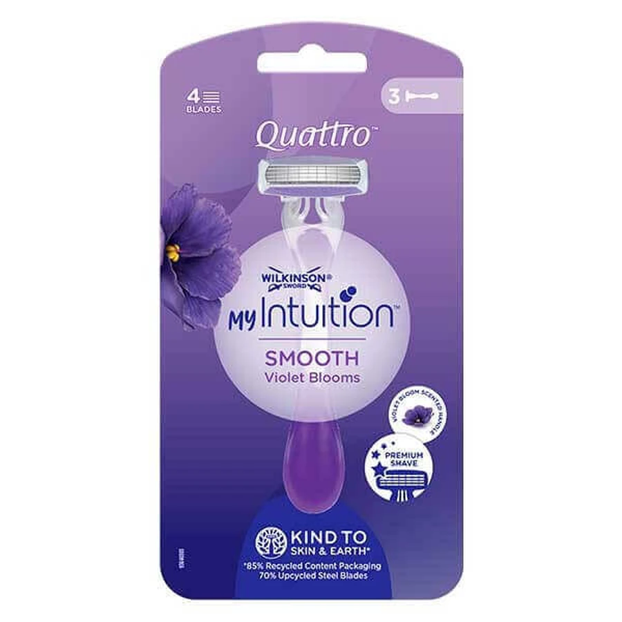 Одноразовые бритвы Wilkinson My Intuition Quattro Smooth Violet Bloom для женщин, 3 шт.: цены и характеристики