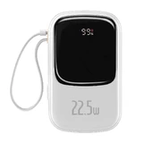 Baseus Qpow Digital Display Fast Charging Power Bank 20000mAh 22.5W QC/PD/SCP/FCP із вбудованим кабелем USB-C Білий