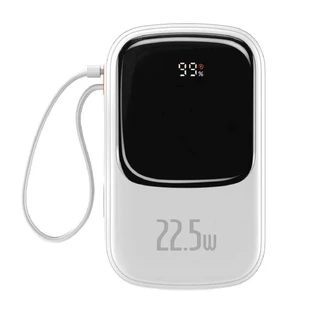 Baseus Qpow Digital Display Fast Charging Power Bank 20000mAh 22.5W QC/PD/SCP/FCP із вбудованим кабелем USB-C Білий