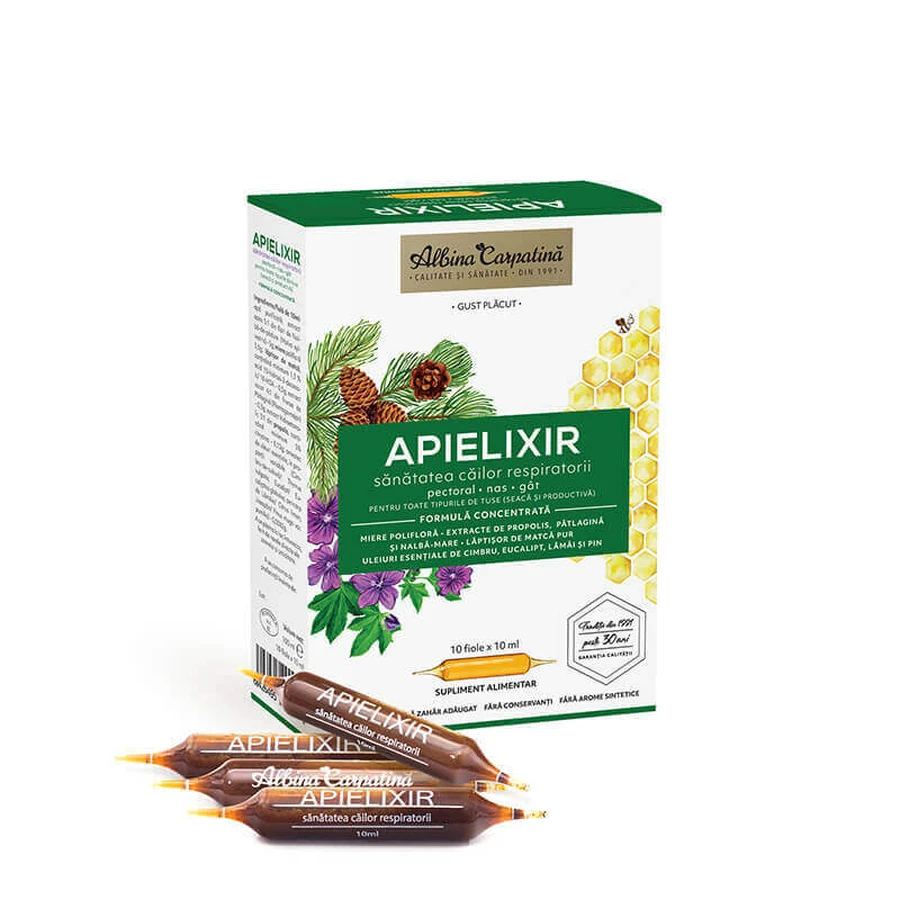 APIELIXIR здоровье дыхательных путей Карпатин пчелиный, 10 флаконов х 10 мл, Apicola: цены и характеристики