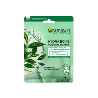 Маска Garnier Hydra Bomb Mask з екстрактом зеленого чаю та гіалуроновою кислотою, 28 г