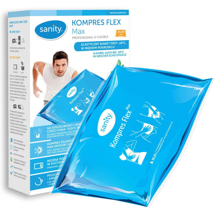 Sanity Flex, гелевый компресс в чехле, макс, 19 см x 30 см, 1 штука ДЕФЕКТИРОВАННАЯ УПАКОВКА: цены и характеристики