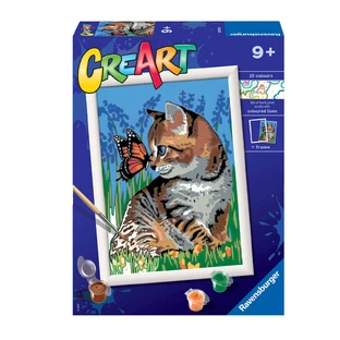 Раскраска по номерам Котенок и бабочка Creart, Ravensburger