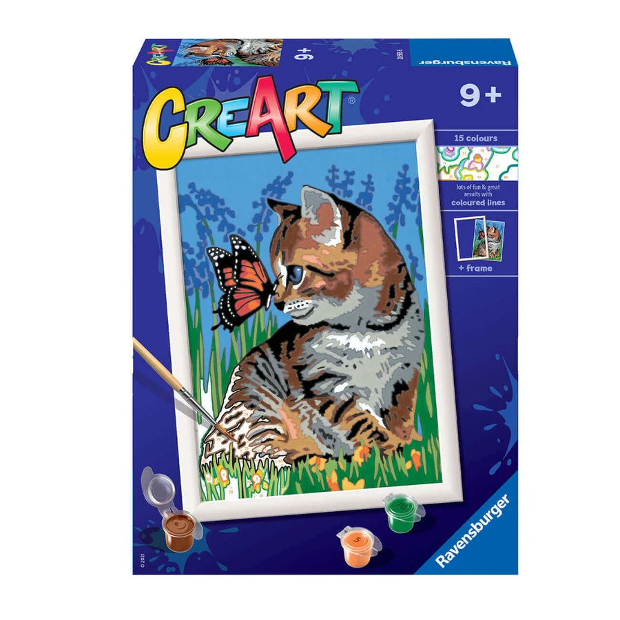 Раскраска по номерам Котенок и бабочка Creart, Ravensburger: цены и характеристики