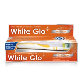 Отбеливающая зубная паста White Glo Anti-Plaque для удаления и предотвращения зубного камня, 100 мл + щётка