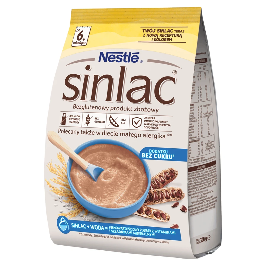 Nestle Sinlac, produse cerealiere fără gluten, fără zahăr adăugat, după 6 luni, 300 g: ціни та характеристики