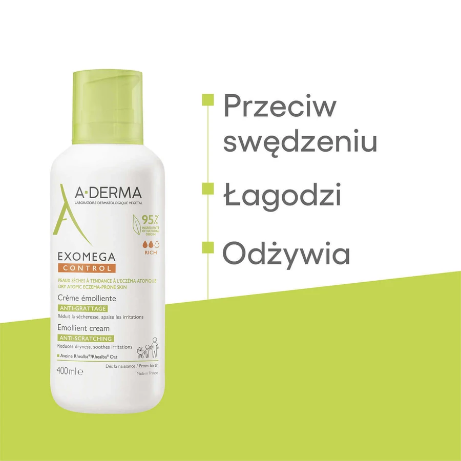 Набір A-Derma Exomega Control, лосьйон для догляду за шкірою навколо очей, що заспокоює та попереджає атопію, 500 мл + крем для догляду за шкірою навколо очей, що заспокоює та попереджає атопію, 400 мл: ціни та характеристики