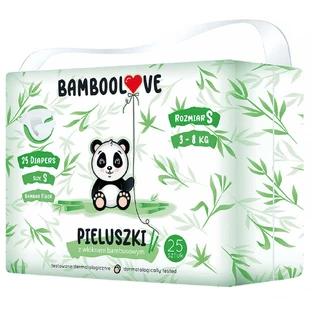 Bamboolove, scutece de unică folosință cu fibră de bamboo, mărimea S, 3-8 кг, 25 bucăți