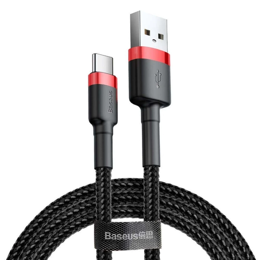 Кабель Baseus Cafule USB-A / USB-C QC 3.0 3A 1 м - чорно-червоний: ціни та характеристики