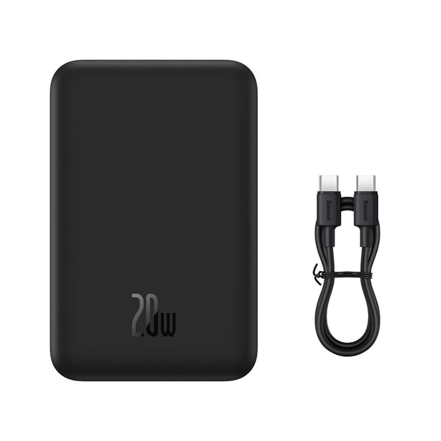 Baseus Magnetic Mini 20000 mAh 20W Powerbank - чорний + кабель USB-C / USB-C: ціни та характеристики