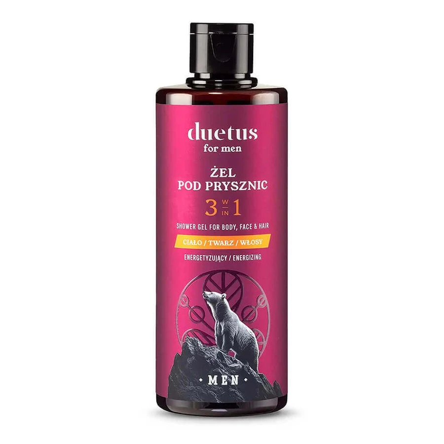 Duetus For Men Энергетический гель для душа для тела, лица и волос 3 в 1, 300 мл: цены и характеристики