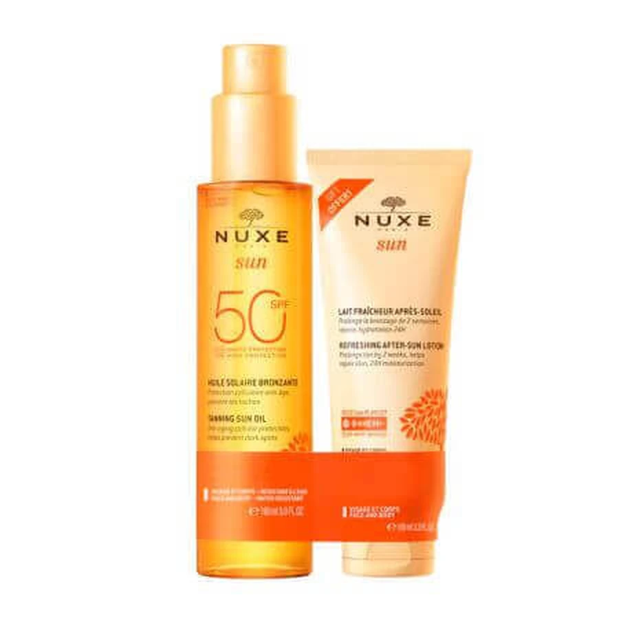 Масло для загара с SPF50 150 мл + Лосьон после загара 100 мл, Nuxe: цены и характеристики