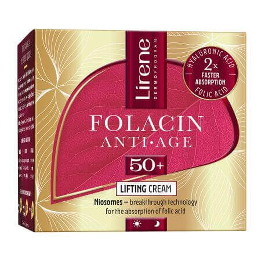 Антивіковий крем з ліфтинг-ефектом 50+ Folacin Anti Age, 50 мл, Lirene: ціни та характеристики
