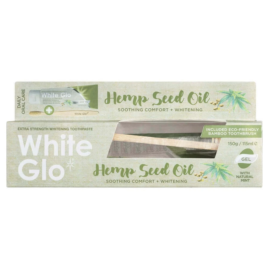 Зубная паста White Glo Hemp Seed Oil Отбеливающая зубная паста с маслом конопли 150 г + бамбуковая зубная щетка: цены и характеристики